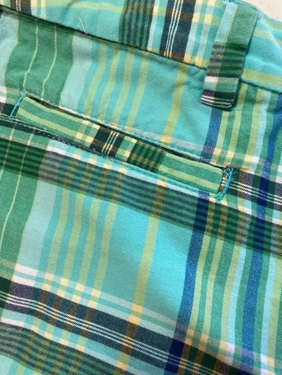 Lands' End Plaid Green & Aqua Bermuda Shorts - Picture 5 of 9
